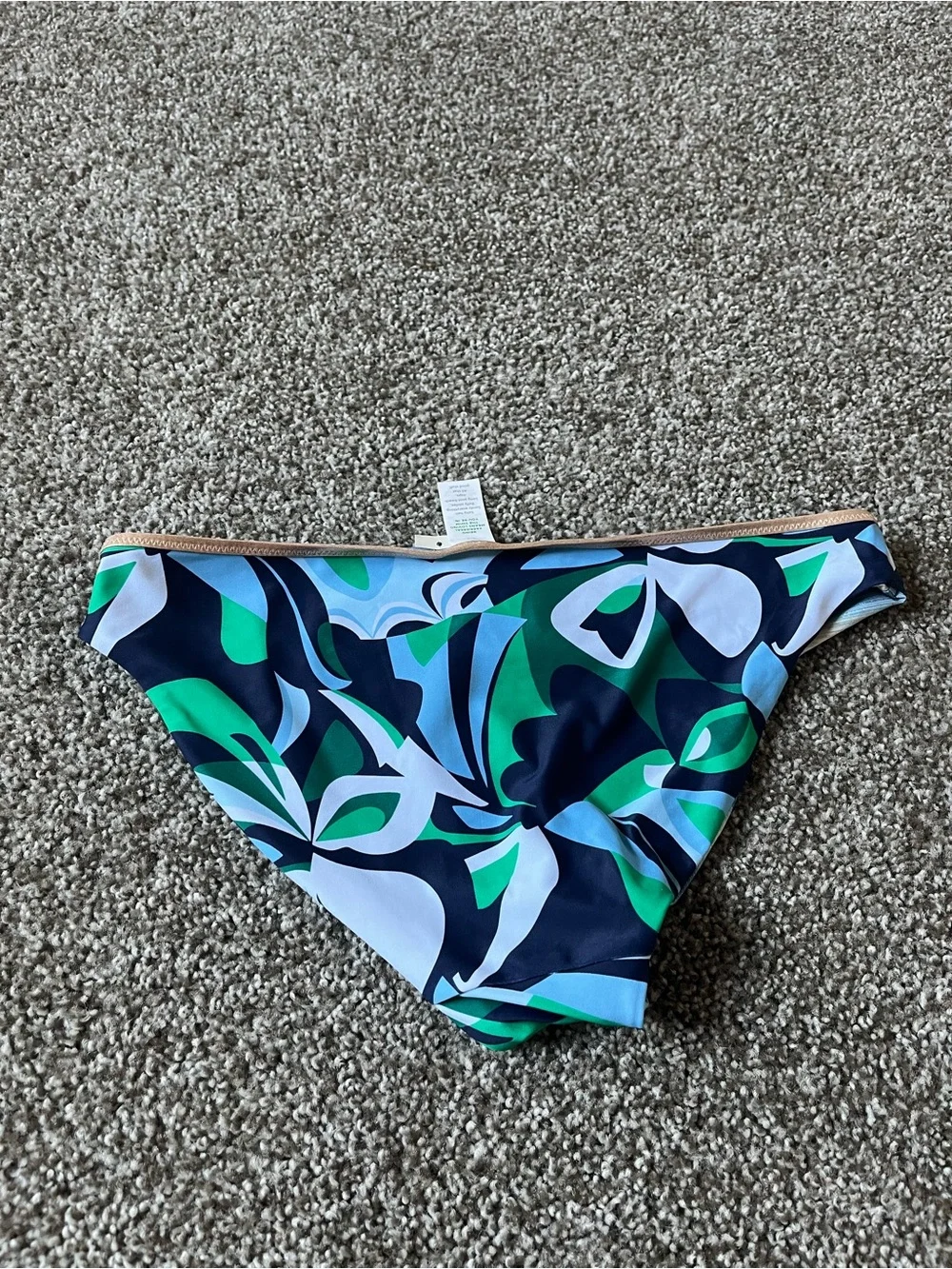 Aerie Women’s Medium Navy, Blue & Green Leaf-Print Bikini Reversible Bottoms